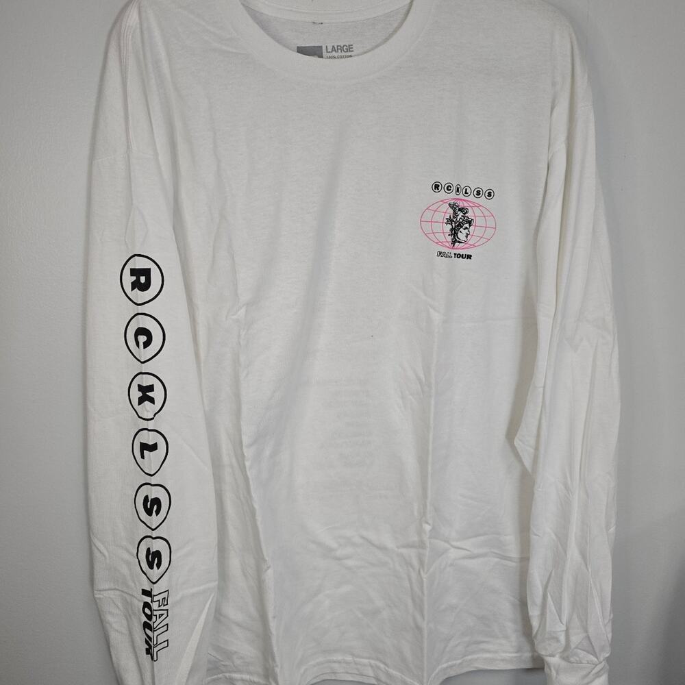 Young & Reckless Fall Tour Long Sleeve T-Shirt White sz Large 100% cotton NWT